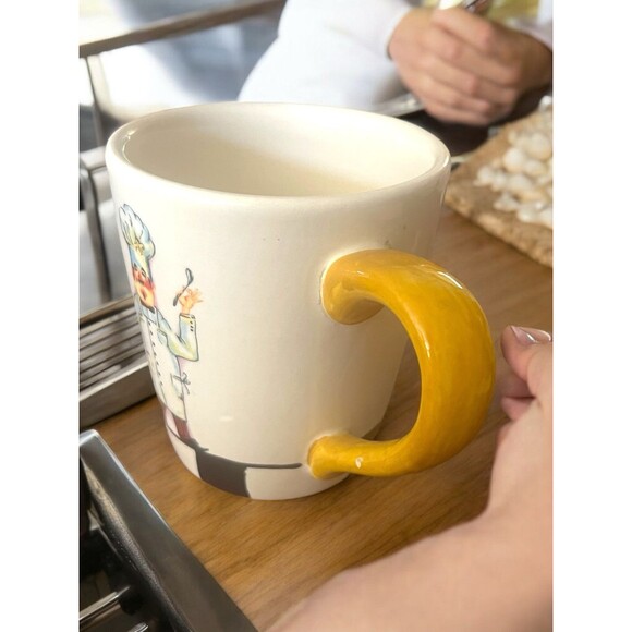 VTG Tabletops Gallery Le Chef Cooking Design Hand Painted Coffee Mug Cup Checks - Picture 6 of 7